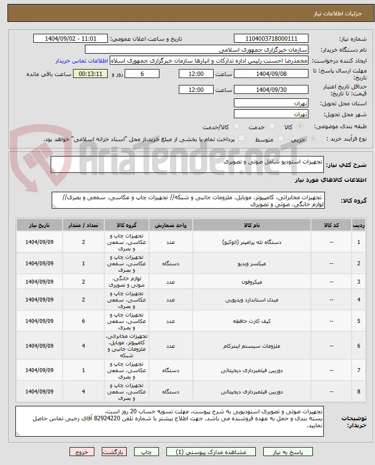 تجهیزات استودیو شامل صوتی و تصویری