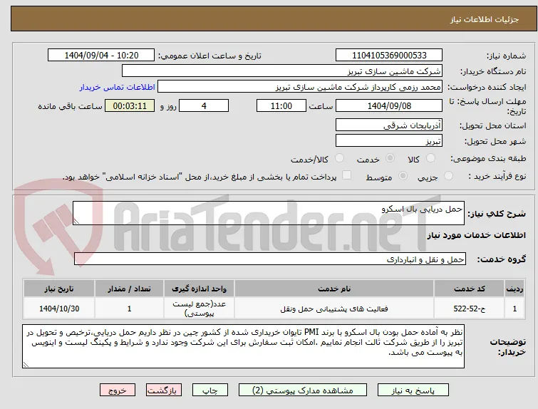حمل دریایی بال اسکرو