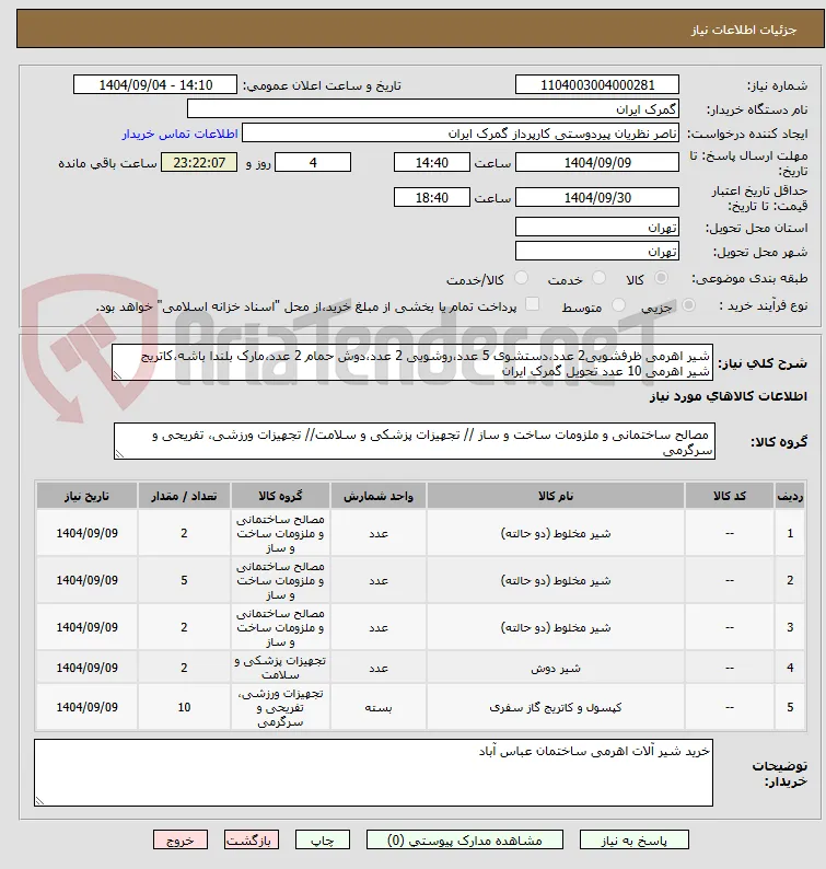 شیر اهرمی ظرفشویی2 عدد،دستشوی 5 عدد،روشویی 2 عدد،دوش حمام 2 عدد،مارک بلندا باشه،کاتریج شیر اهرمی 10 عدد تحویل گمرک ایران