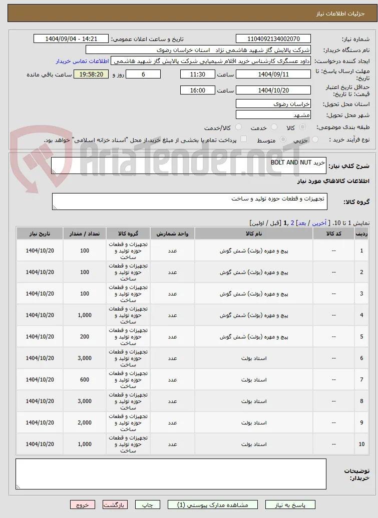 خرید BOLT AND NUT
