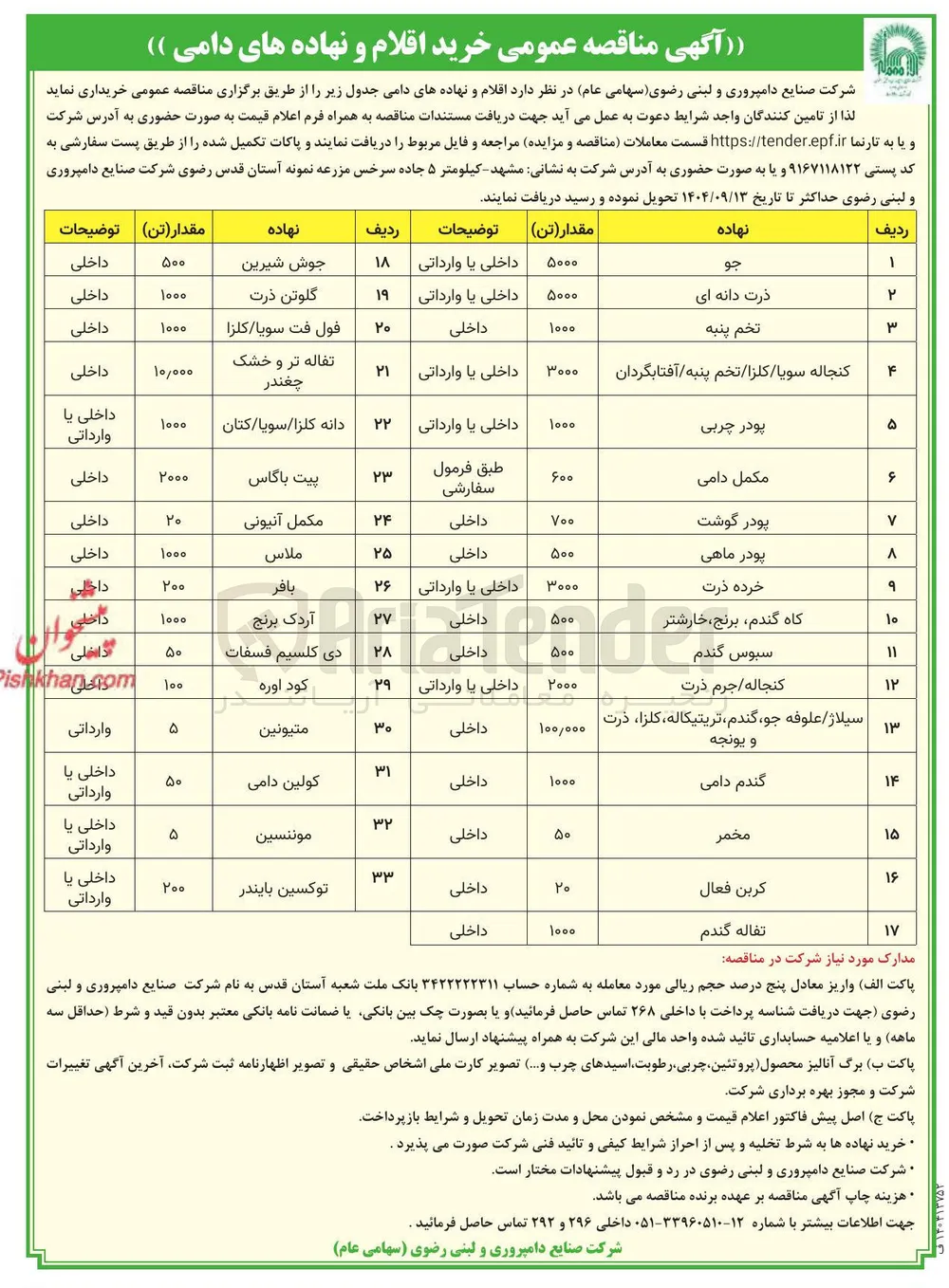 خرید خرده ذرت به مقدار 3000 تن