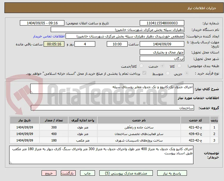 اجرای جدول تک کانیوو و تک جدول معابر روستای سیله