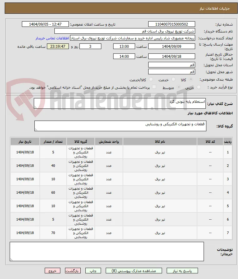 استعلام پایه بتونی گرد 