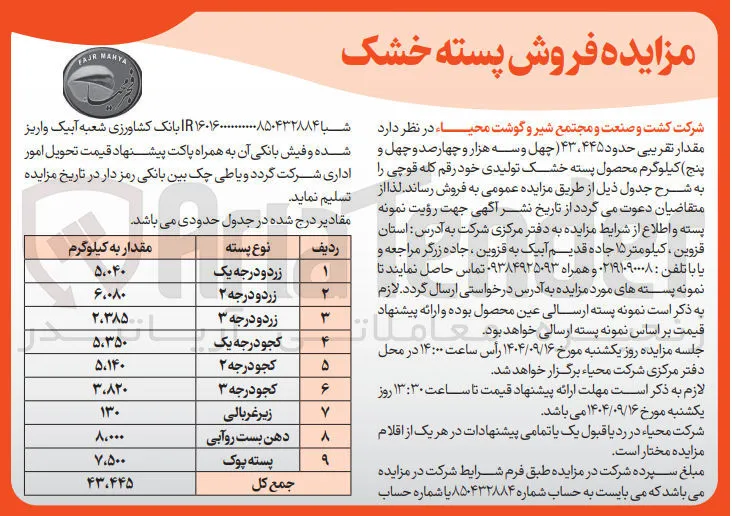 فروش پسته خشک 
