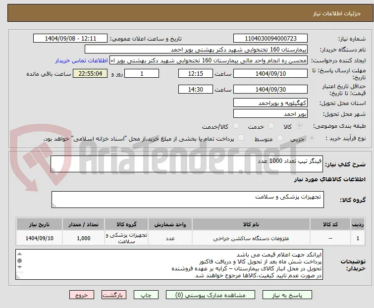 فینگر تیپ تعداد 1000 عدد