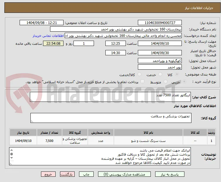 اریگاتور تعداد 7500 عدد