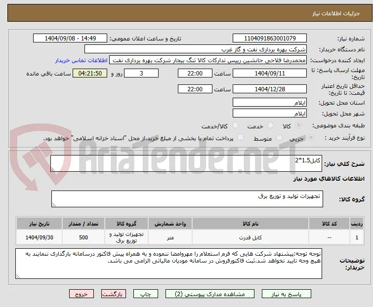 کابل1.5*2