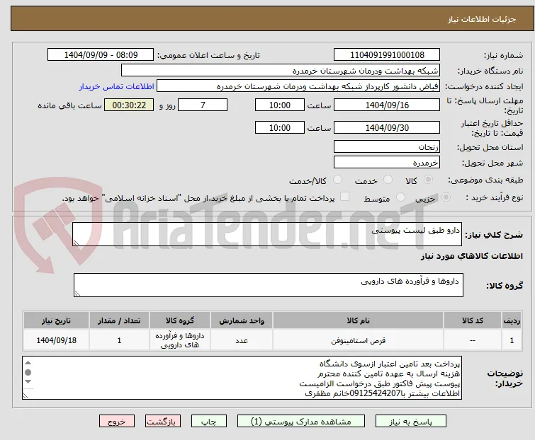 دارو طبق لیست پیوستی