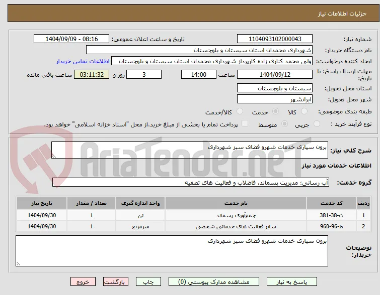 برون سپاری خدمات شهرو فضای سبز شهرداری