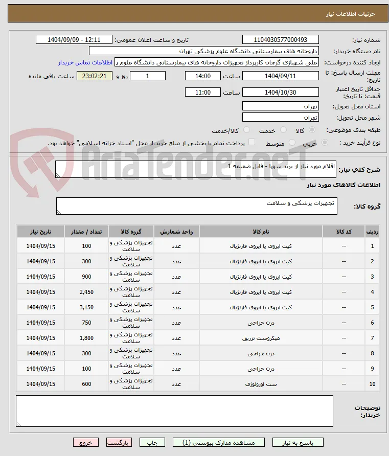 اقلام مورد نیاز از برند سوپا - فایل ضمیمه 1