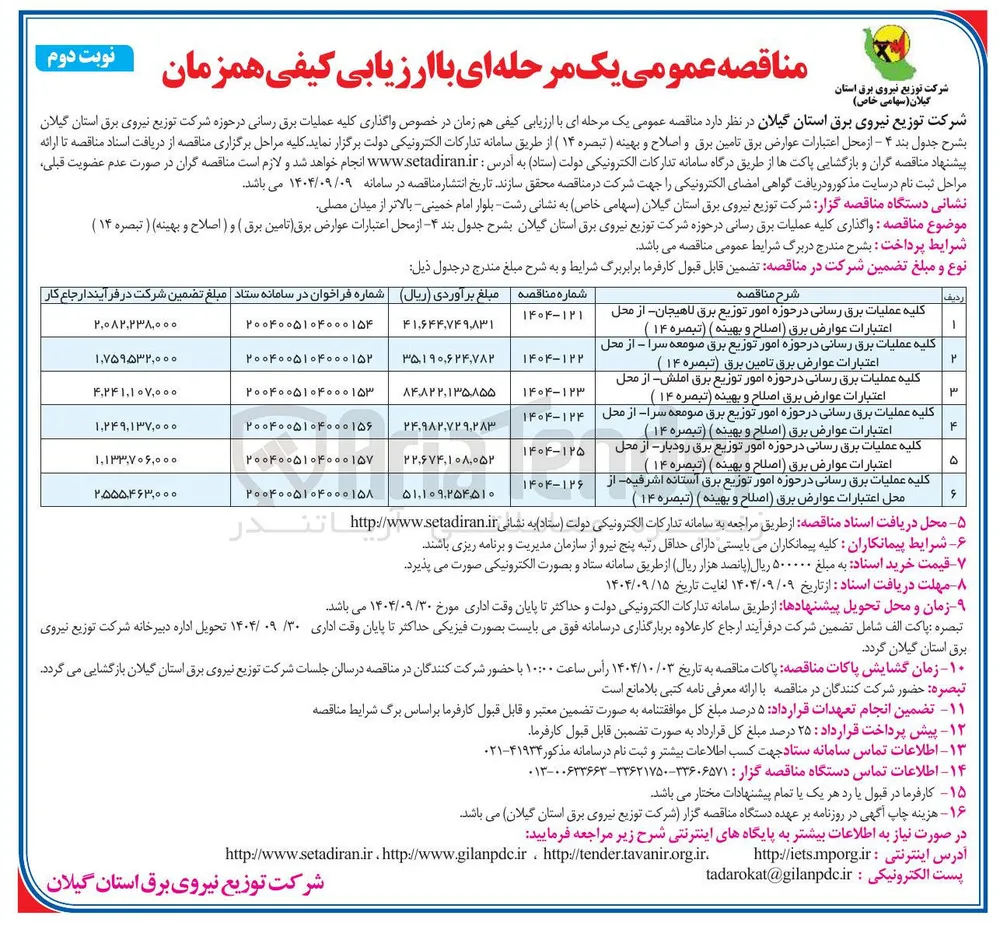 کلیه عملیات برق رسانی