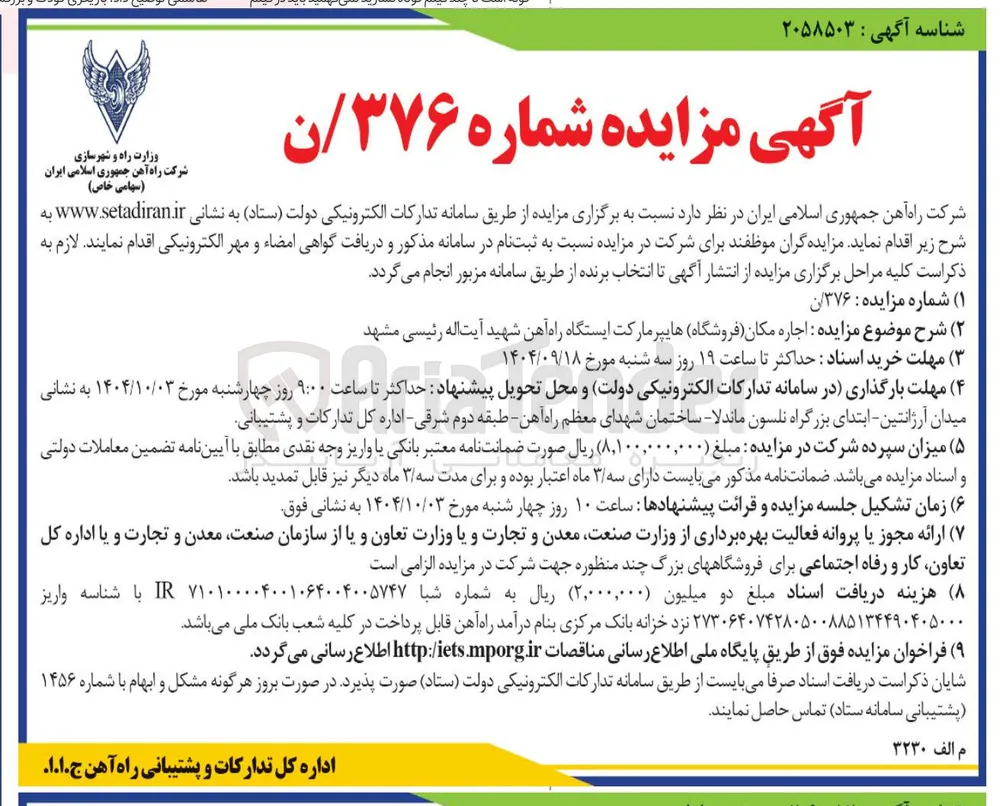 اجاره مکان ( فروشگاه هایپر مارکت