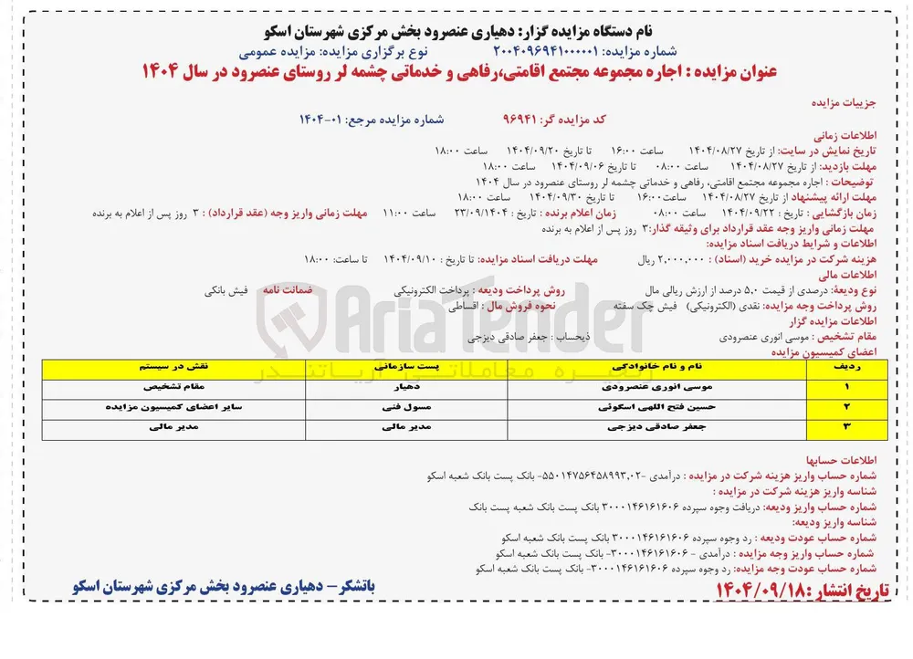 اجاره مجموعه مجتمع اقامتی رفاهی و خدماتی