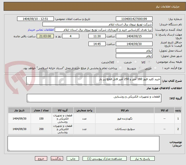 خرید کلید فیوز 160 آمپر و 250 آمپر قابل قطع زیر بار