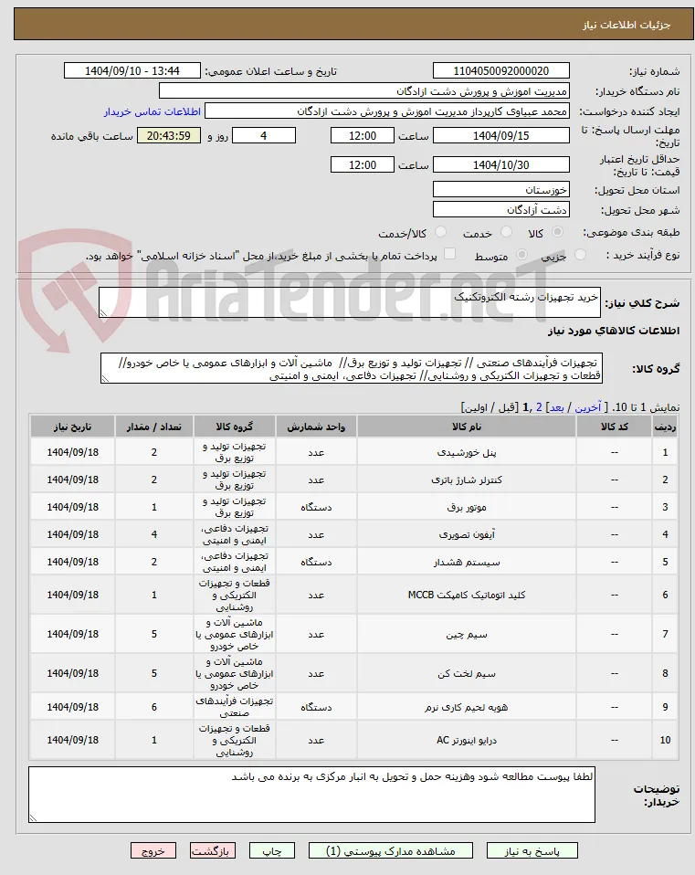 خرید تجهیزات رشته الکتروتکنیک