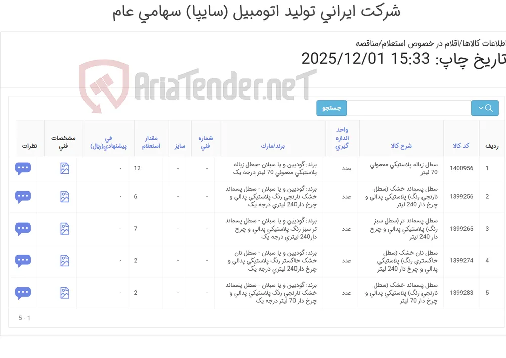 سطل پسماند تر و خشک زباله پلاستیکی پدال دار