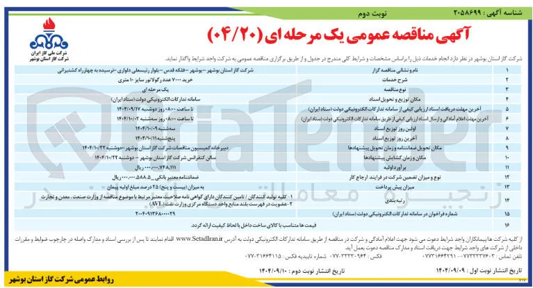 خرید ۷۰۰۰ عدد رگولاتور سایز ۱۰ متری