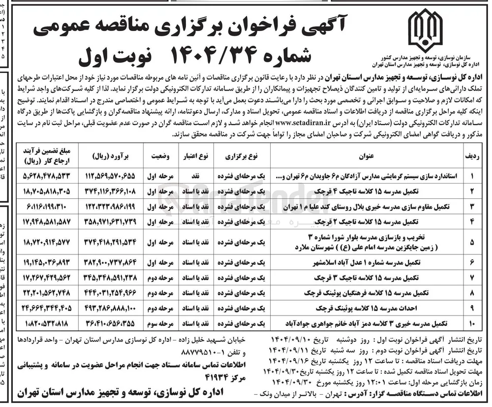 تکمیل مدرسه ۱۵ کلاسه