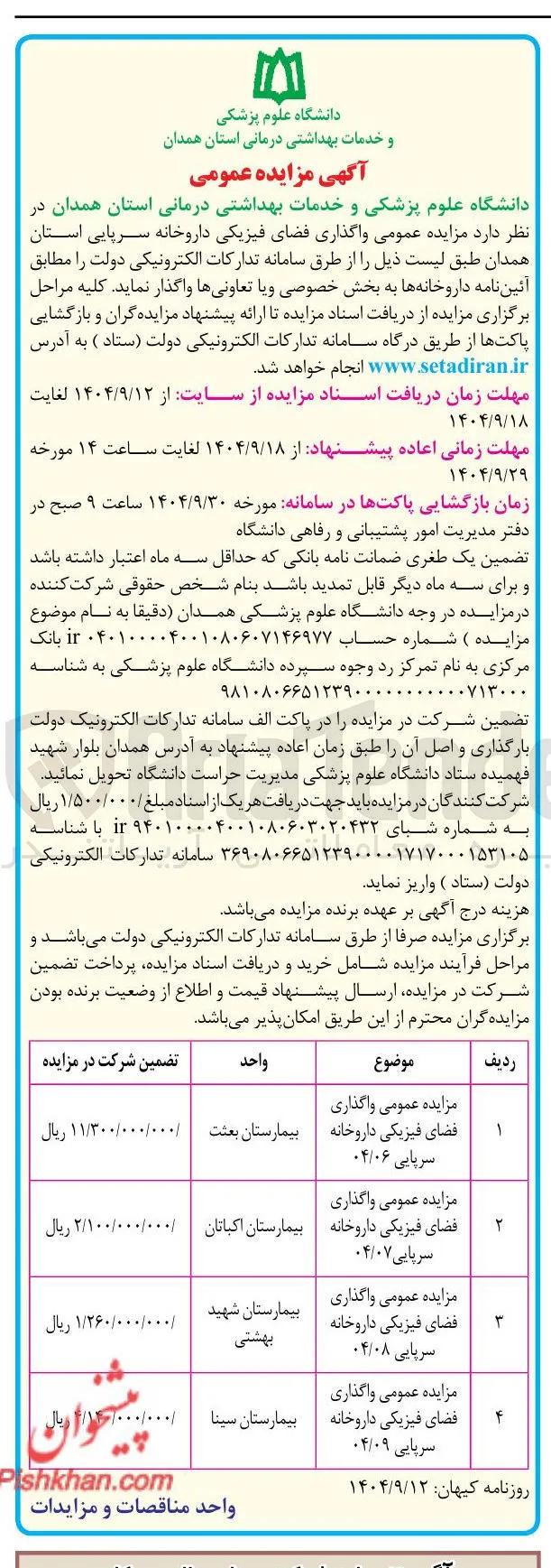 واگذاری فضای فیزیکی داروخانه سرپایی