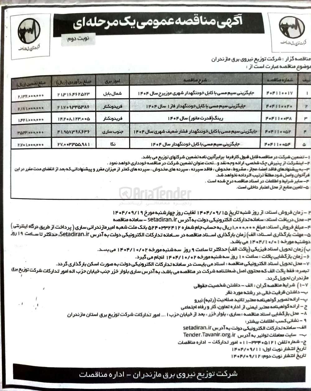جایگزینی سیم مسی با کابل خودنگهدار فاز 1