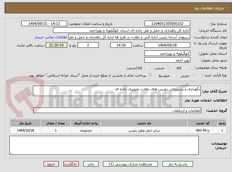 نگهداری و پشتیبانی دوربین های نظارت تصویری جاده ای
