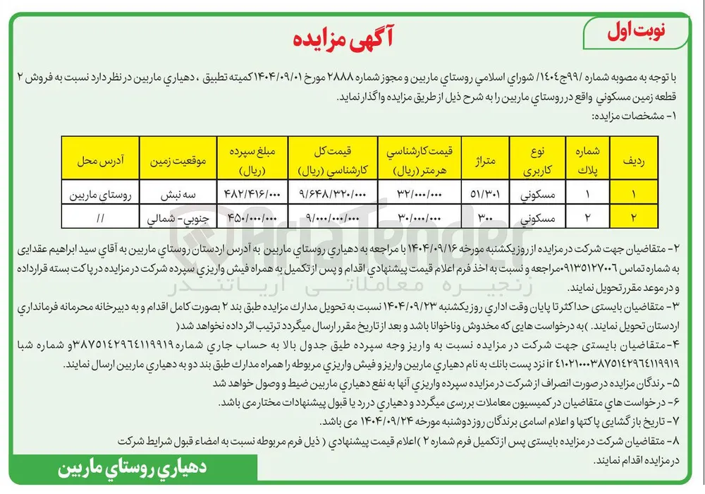 فروش ۲ قطعه زمین مسکونی 