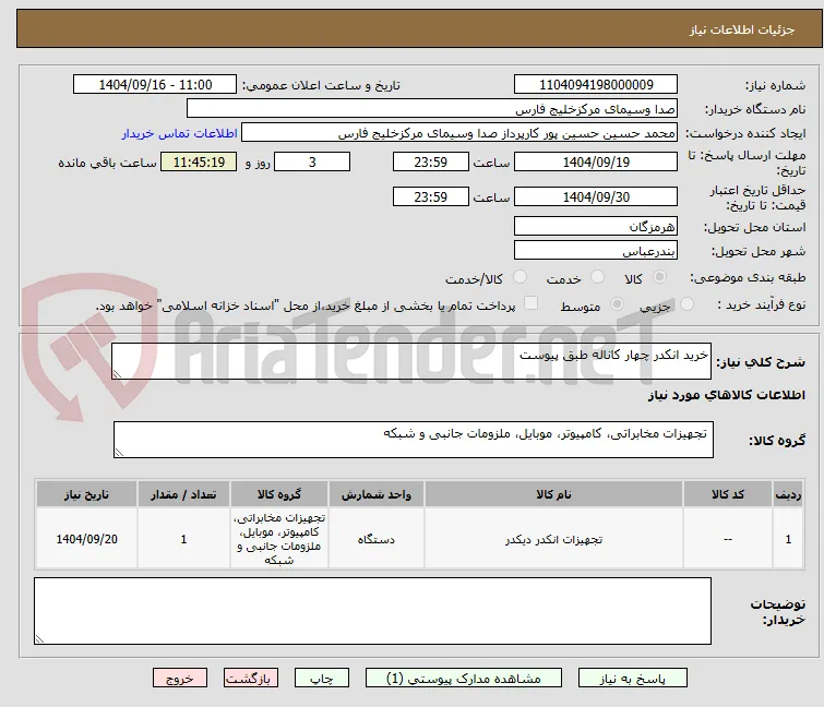 خرید انکدر چهار کاناله طبق پیوست