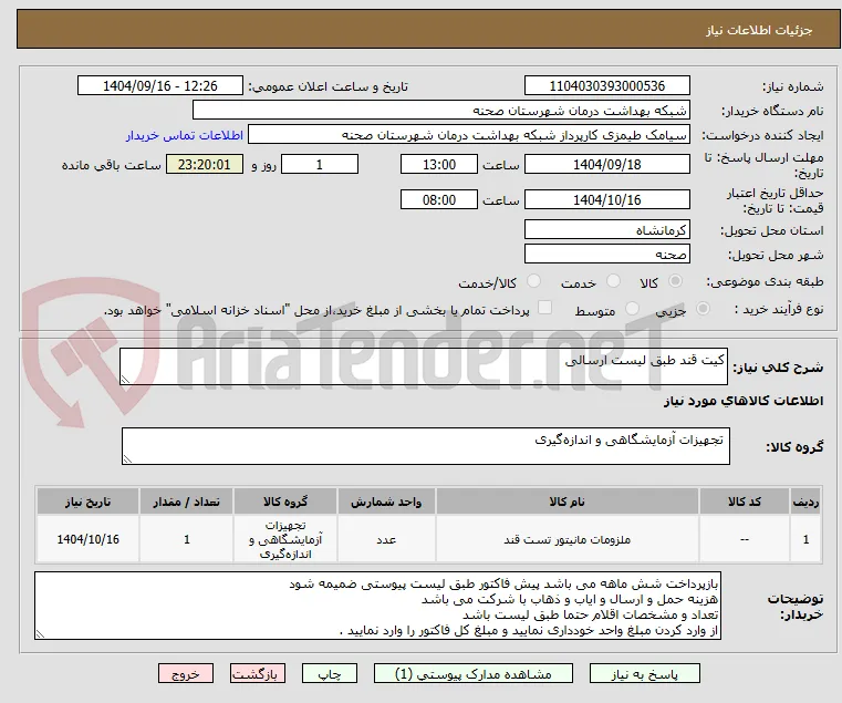 کیت قند طبق لیست ارسالی