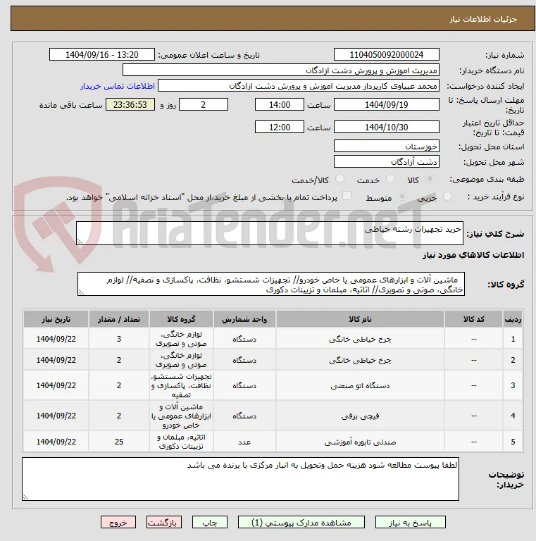 خرید تجهیزات رشته خیاطی