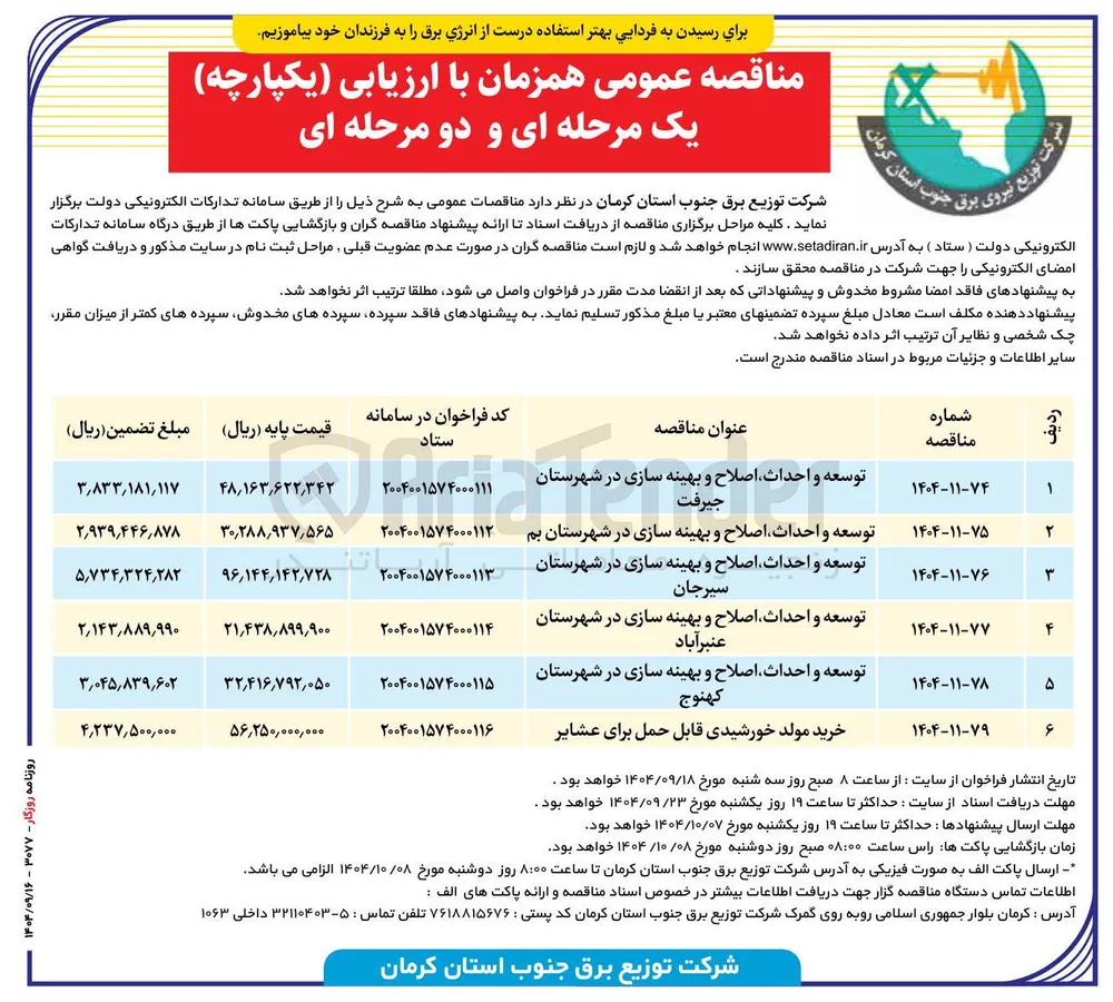 توسعه و احداث اصلاح و بهینه سازی در شهرستان