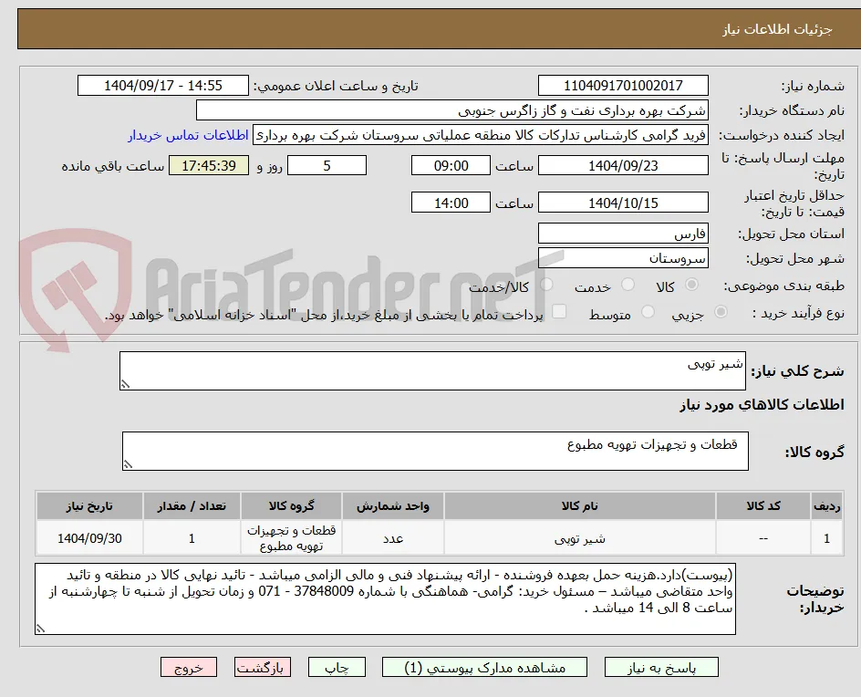 شیر توپی