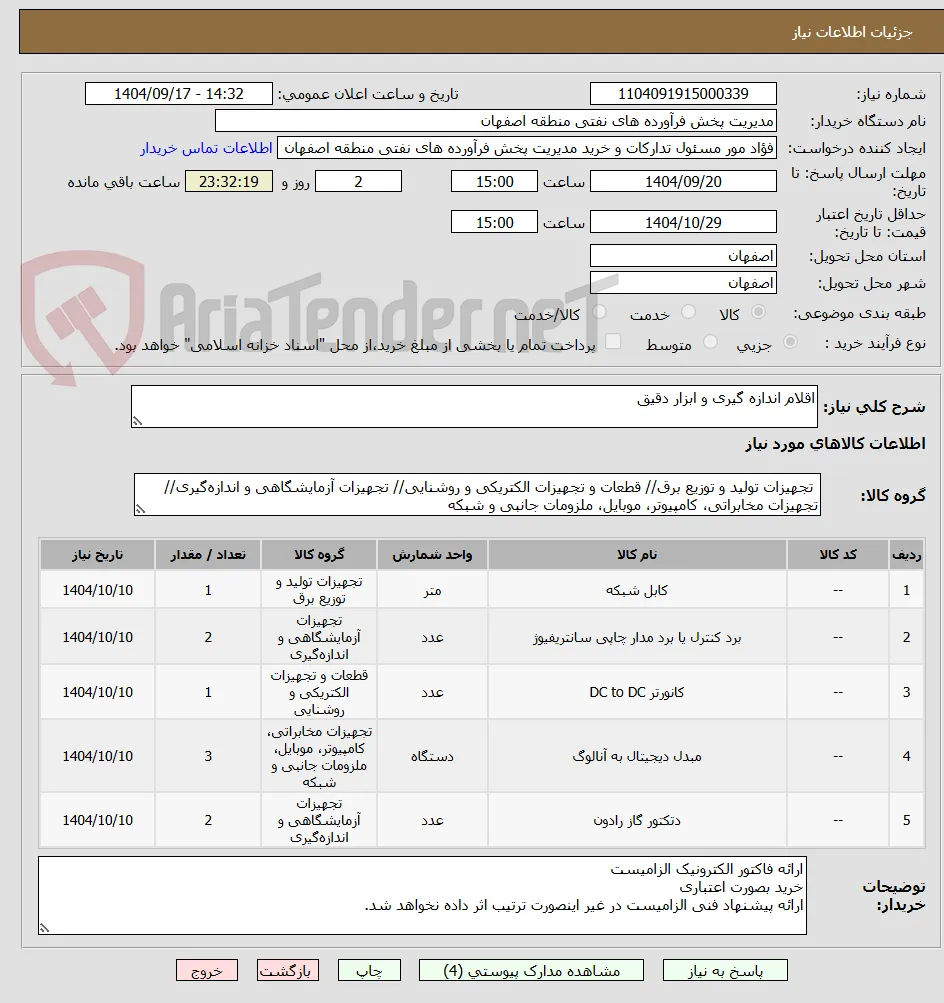 اقلام اندازه گیری و ابزار دقیق