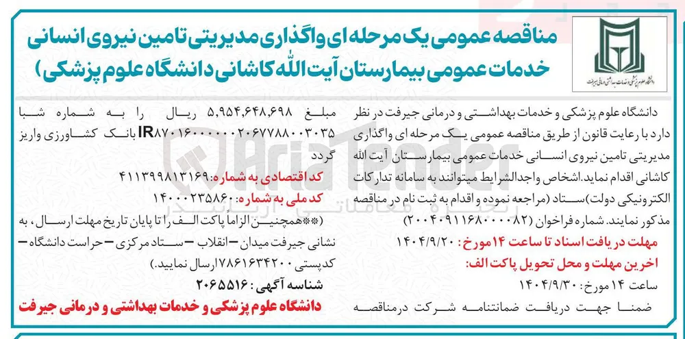 واگذاری مدیریتی تامین نیروی انسانی خدمات عمومی 