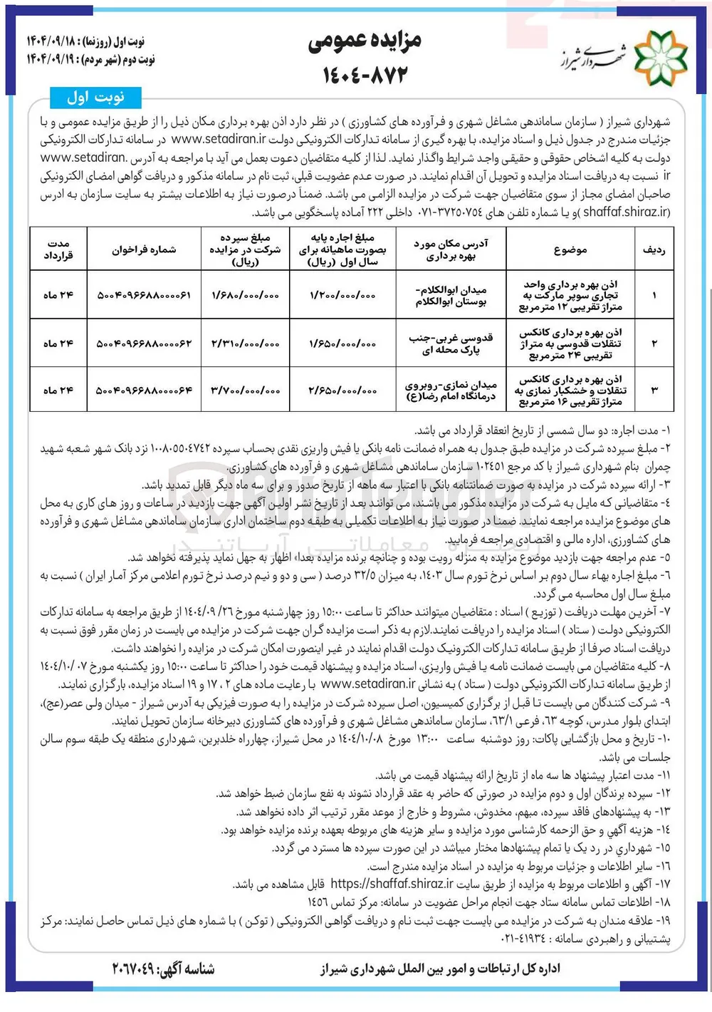 اذن بهره برداری واحد تجاری سوپر مارکت