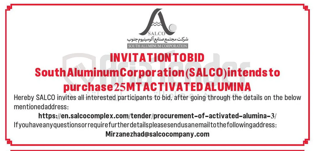 to Corporation(SALCO)intends ALUMINA 25MTACTIVATED purchase