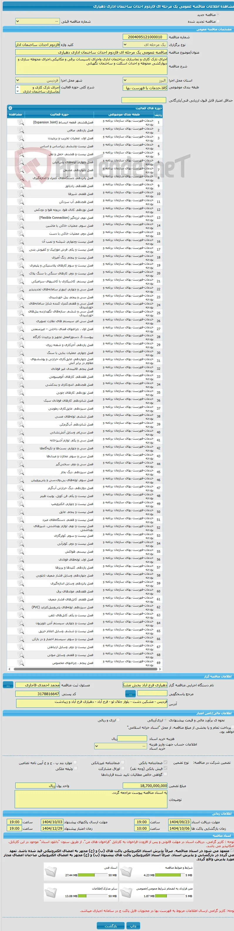 مناقصه عمومی یک مرحله ای فازدوم احداث ساخنمان اداری دهیاری 