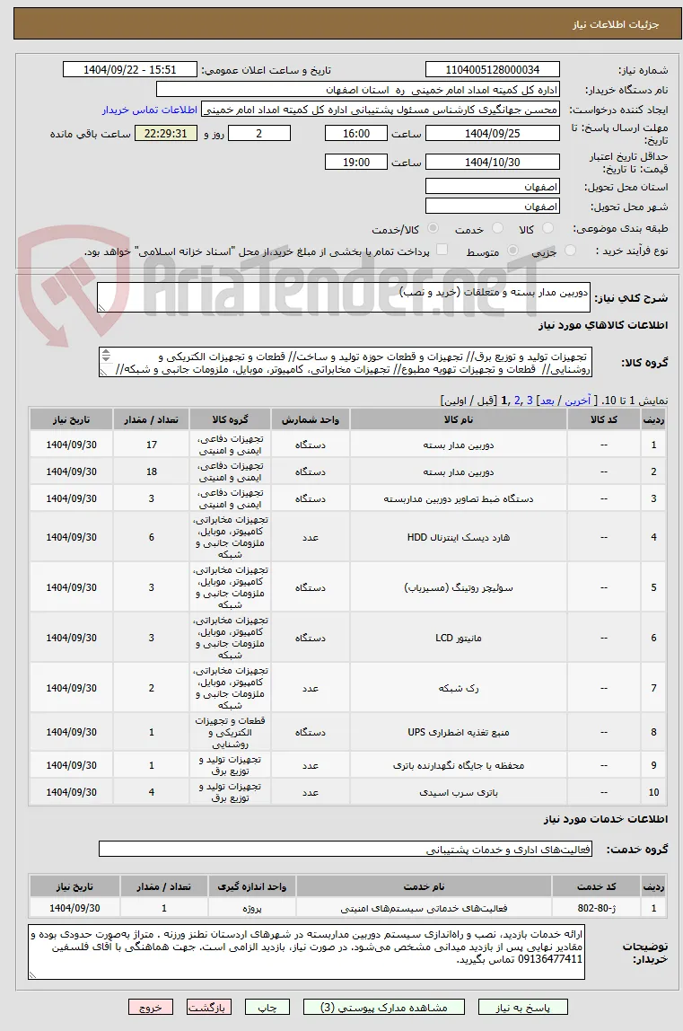 دوربین مدار بسته و متعلقات (خرید و نصب)