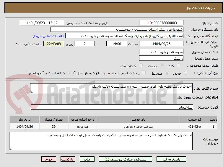 احداث پل یک دهنه بلوار امام خمینی سه راه بیمارستان ولایت راسک 