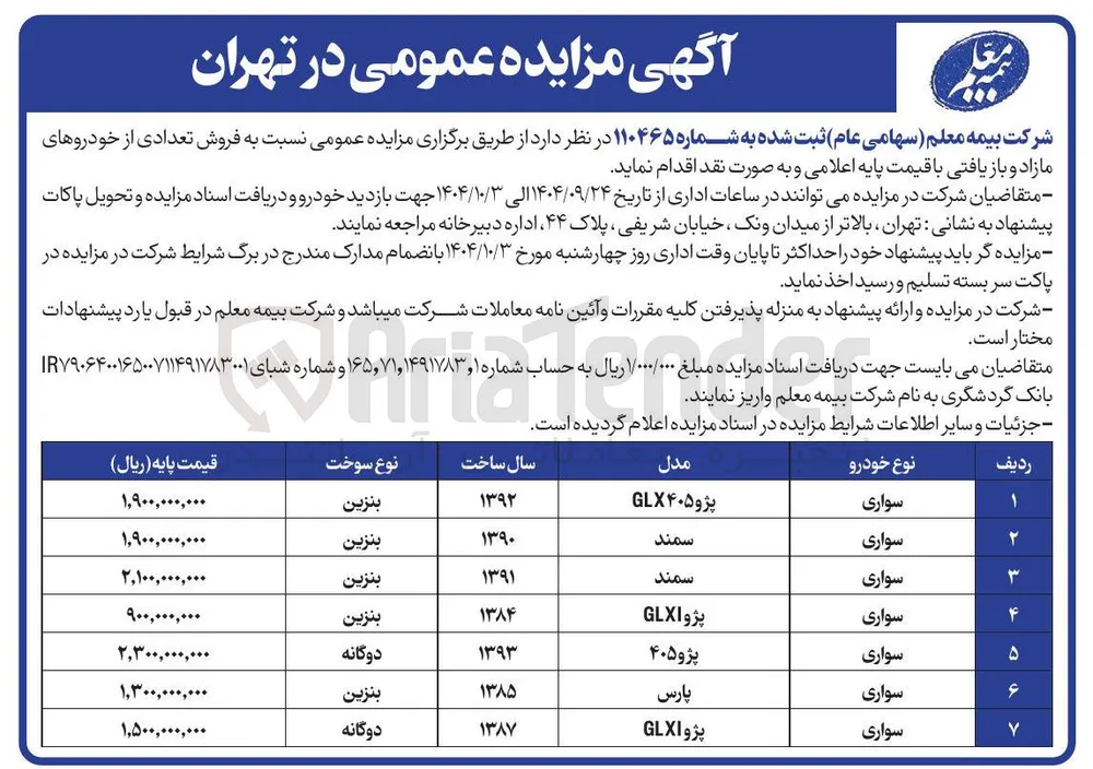  فروش تعدادی از خودروهای مازاد و بازیافتی