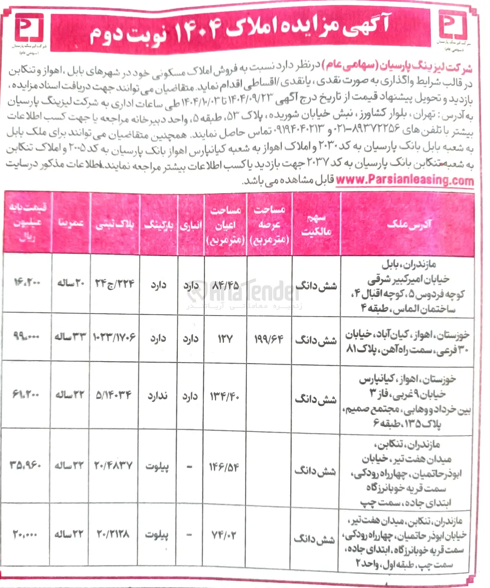 فروش املاک مسکونی