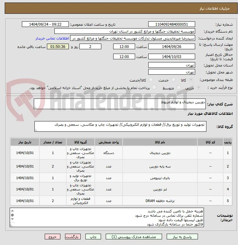 دوربین دیجیتال و لوازم مربوط