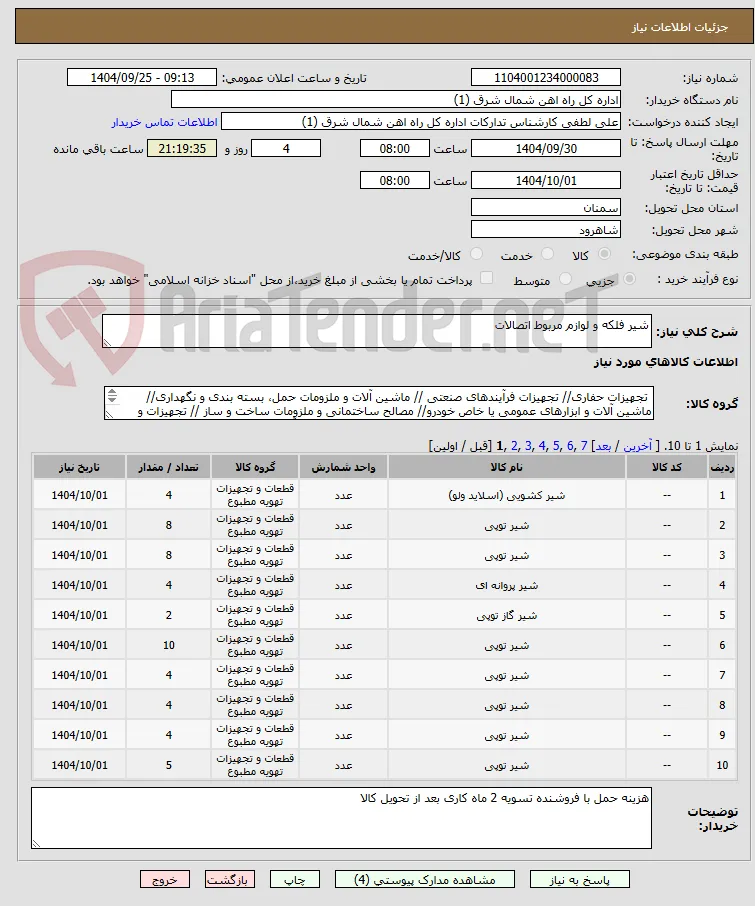 شیر فلکه و لوازم مربوط اتصالات