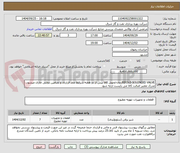 BIFOLD SOLENOID VALVEزمان تحویل کالا بیش از دو هفته شرایط عقد قرارداد و تضامین دولتی جاری میشود. مدرک معتبر اصالت کالا می بایست ارایه شود