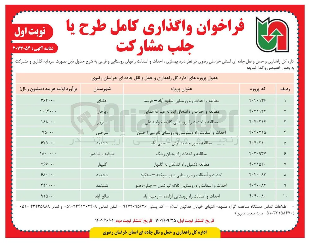 مطالعه و احداث راه روستایی شفیع آباد - فرومد 
