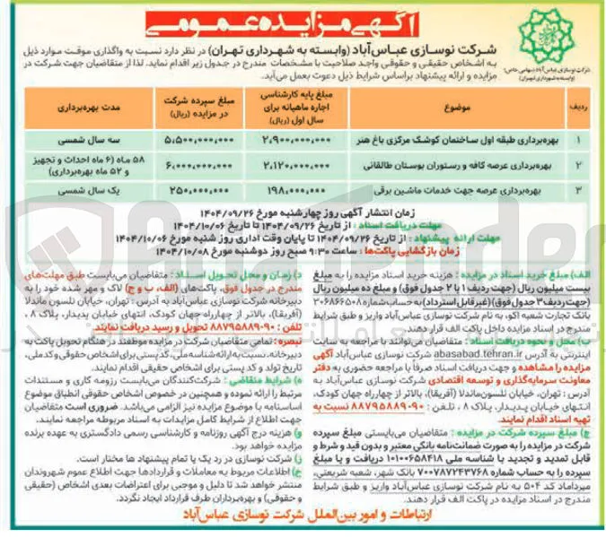 بهره برداری موقت از اماکن