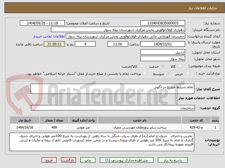 تمام شرایط مندرج در اگهی 