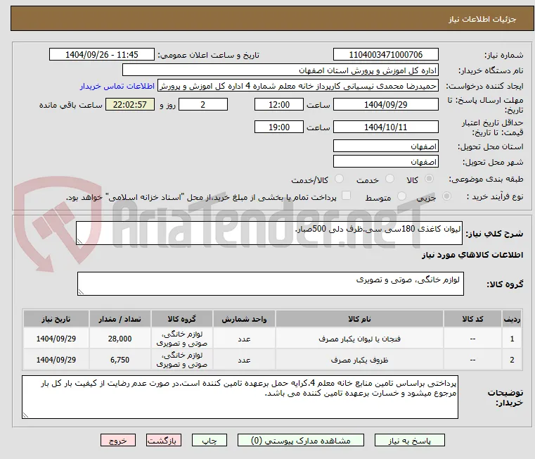 لیوان کاغذی 180سی سی.ظرف دلی 500صبار.