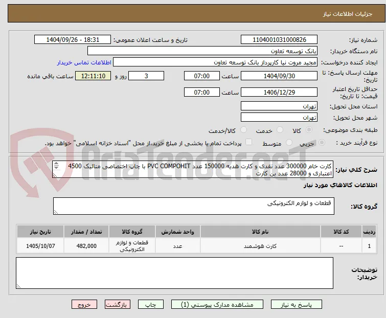 کارت خام 300000 عدد نقدی و کارت هدیه 150000 عدد PVC COMPOHIT با چاپ اختصاصی متالیک 4500 اعتباری و 28000 عدد بن کارت
تحویل فوری