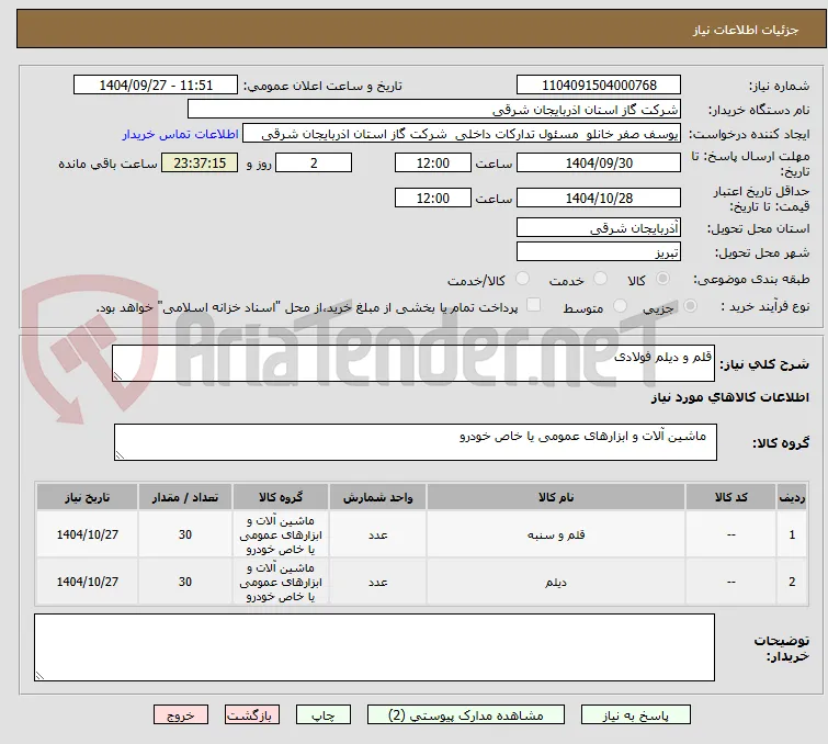 قلم و دیلم فولادی