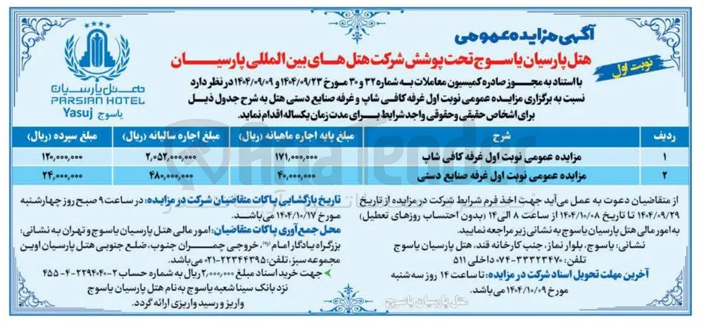 اجاره غرفه کافی شاپ و غرفه صنایع دستی هتل